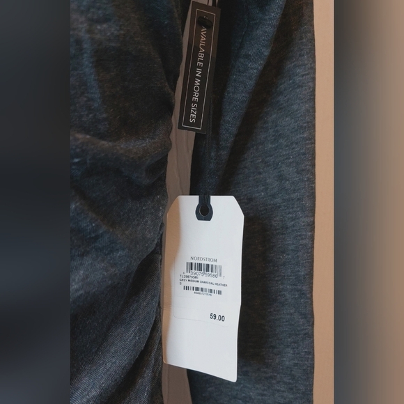 Leith NWT Size Small Grey Ruched Long Sleeve Bodycon Midi Dress Office Date Chic - Picture 5 of 11